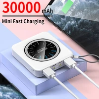 mini power bank 30000mah portable fast charging 2usb digital display external battery with flashlight for iphone xiaomi
