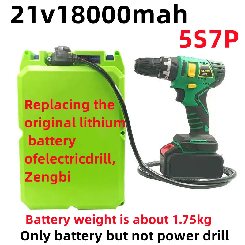 

21V 18650 lithium battery can charge 18000MAH Battery high current high discharge 21 volt screwdriver Replace battery