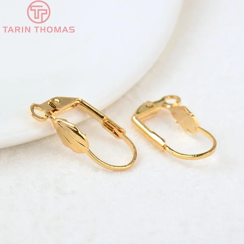 (2191) 20 шт. 9x18 мм отверстие 2 24 К золото цвет латунные серьги-крючки зажим для