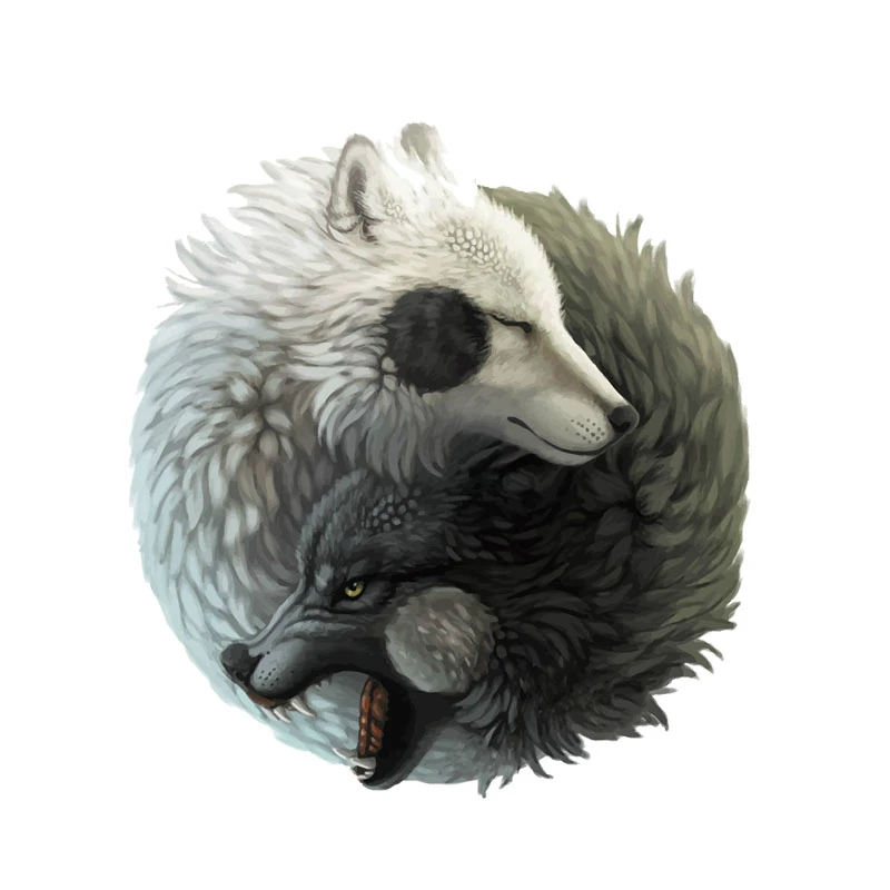 

Личность Инь Ян Волк Автомобильная наклейка Автомобили Мотоциклы Внешние аксессуары ПВХ наклейка для Toyota Honda Lada, 14 см * 12,8 см