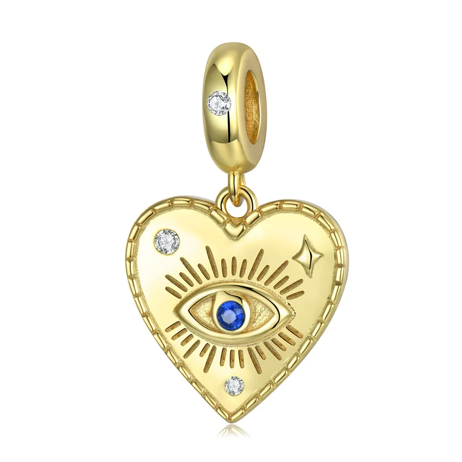 

Shine Devi's Eye Heart Star Dangle Charm fit Women Bracelet Necklace Lady Girl DIY Jewelry Gift S925 Sterling Silver Bead
