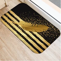 golden printed kitchen bath entrance doormat coral velvet carpet door mat colorful indoor soft floor anti slip rug home decor