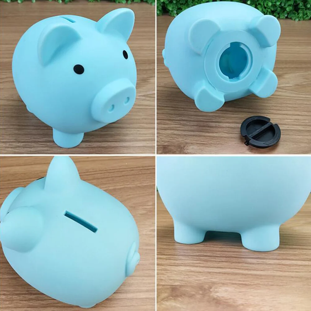 

Bank Piggy Kids Coin Money Plastic Storage Container Box Birthday Unbreakable Toddler Gifts Girls Boys Blue Banks Cartoon Change