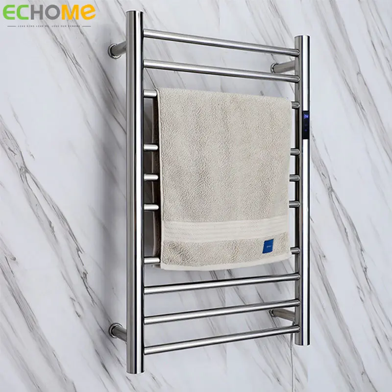 

ECHOME Electric Towel Warmer Rail Heated Rack 304 Stainless Steel Bathroom Temperature&Time Control Smart 110V/220V Towel Warmer
