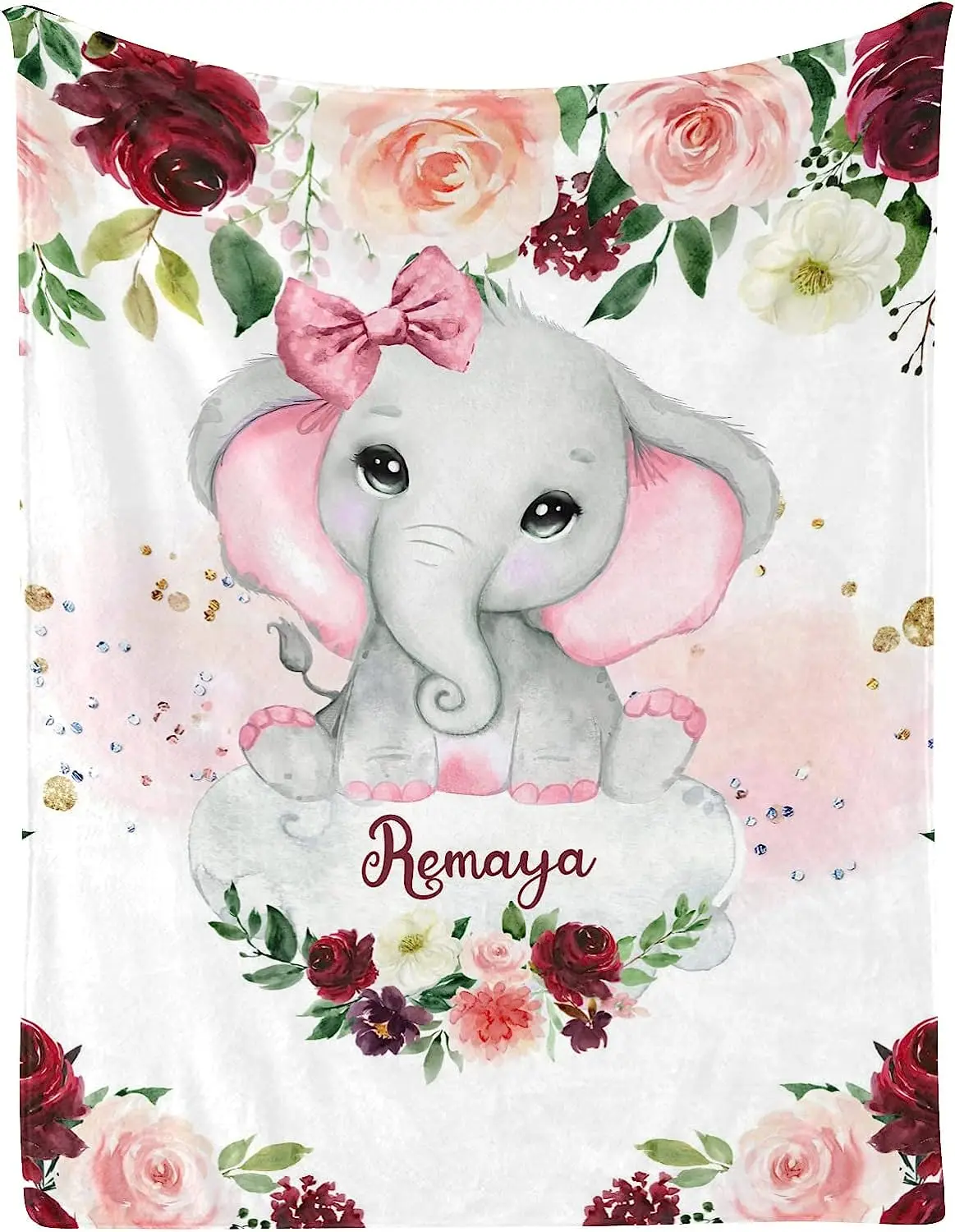 Customized 30 X 40 Inch Throw With Name Text For Girl Boy Baby