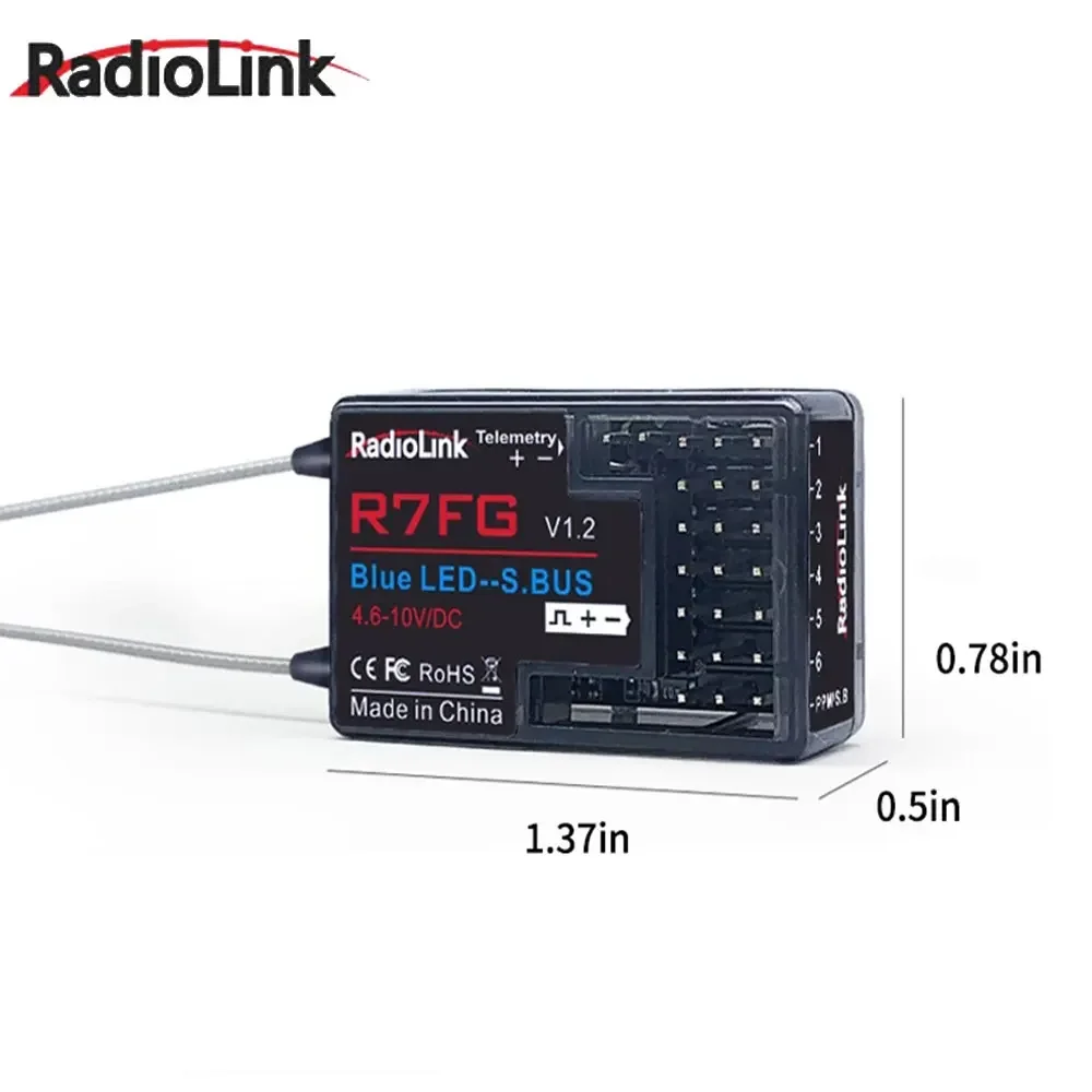 Приемник двухдиапазонной антенны RadioLink R7FG 2 4 ГГц 7 каналов встроенный гироскоп