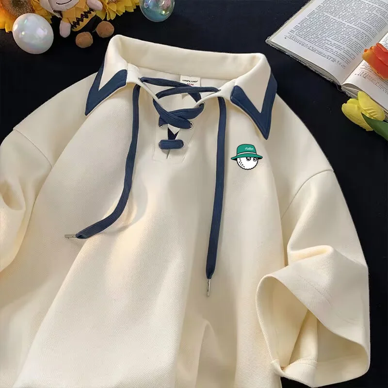 2023 Summer Colored Golf Sportswear Fashion Loose Design Polo Collar Half Sleeve T-shirt Casual Men's and Women's New Polo Shirt