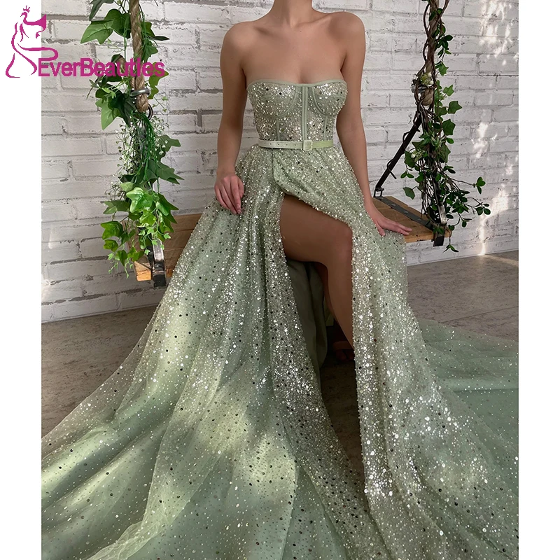 

Sequins Prom Dresses Long for Women 2022 Sweetheart Robe De Soiree Side Slit Formal Party Dresses Vestidos De Gala