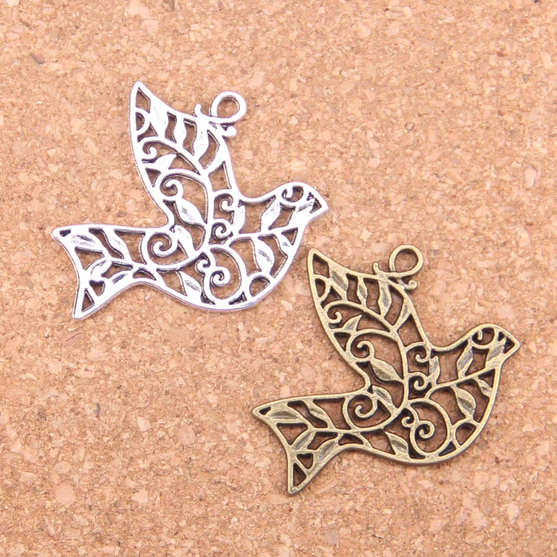 

36pcs Charms Hollow Peace Dove 36x32mm Antique Pendants,Vintage Tibetan Silver Jewelry,DIY For Bracelet Necklace