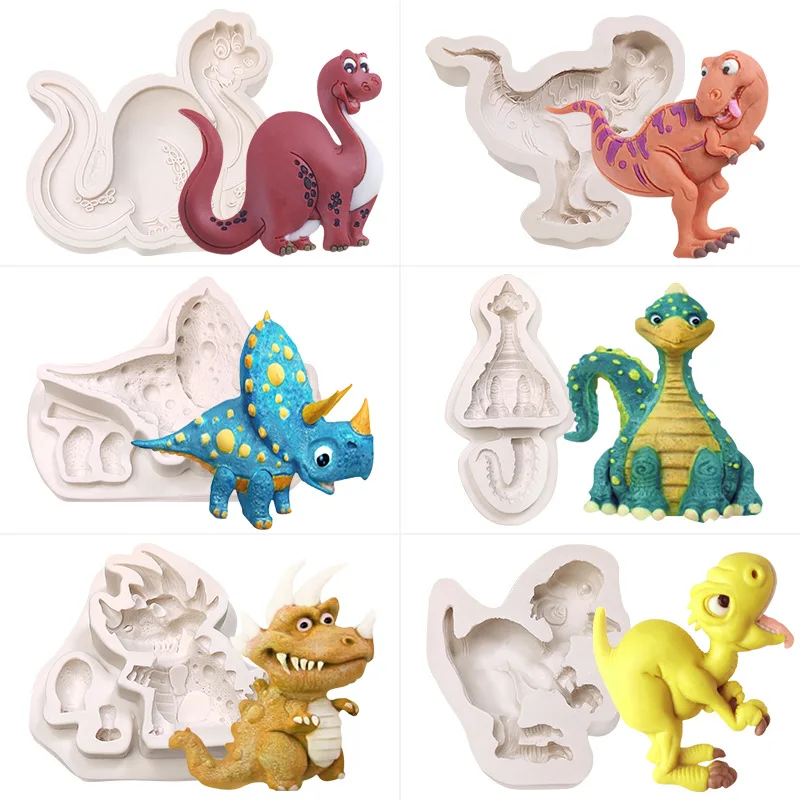 

Diy Fondant Mold Easter Dinosaur Silicone Mold DIY Cartoon Animal Fondant Chocolate Cake Dripping Abrasive Cake Decorating Tools