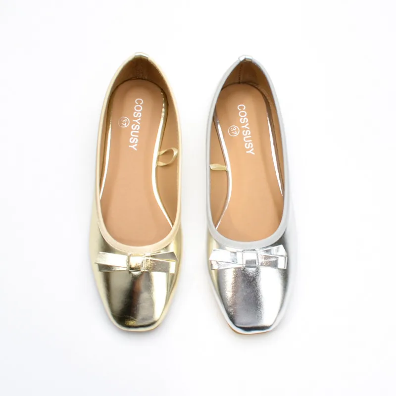 Square Toe Women flats Shoes Fashion Bowtie Soft Sole Leather Loafers Woman Slip on Spring Summer Shallow Women's ballet Shoes