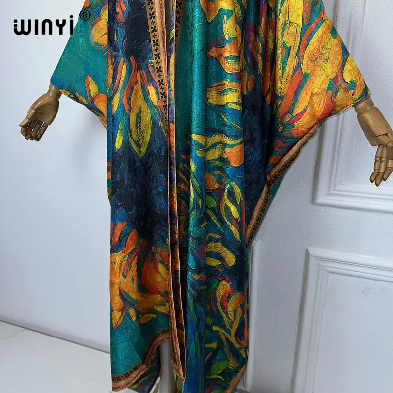 WINYI высокое качество открытое пальто с принтом в стиле бохо пляжная одежда