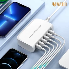 VATID 84W Desktop USB Charging Station Smart Fast Charger 6-Ports USB Charger for iPhone 12 11 Samsung Xiaomi Huawei