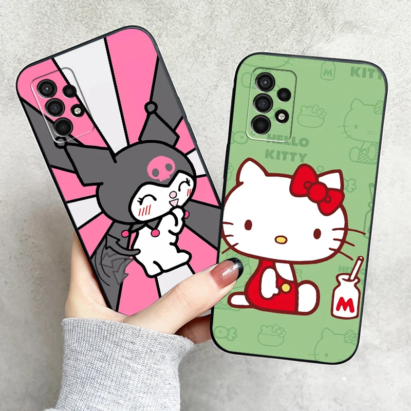 

Cartoon Hello Kitty Phone Case For Samsung Galaxy S8 S9 S10 Plus S10E S10 Lite S10 5G Back Liquid Silicon Soft Black Funda