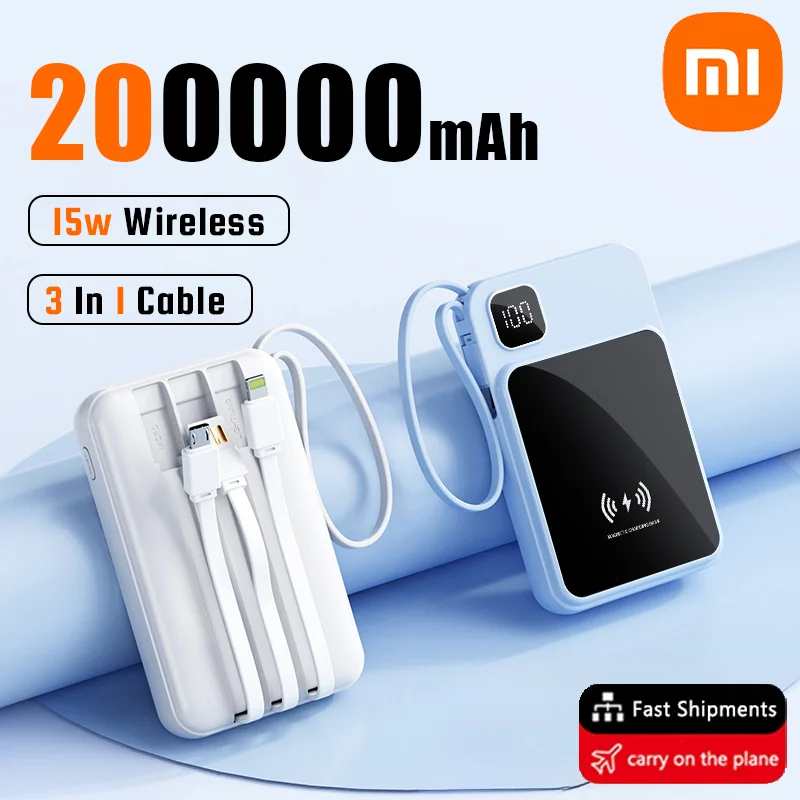 Фото Xiaomi 200000 мАч магнитное Беспроводное зарядное устройство Qi портативное зарядное устройство 22,5 Вт Мини портативное зарядное устройство для iPhone Samsung Huawei Быстрая зарядка №1