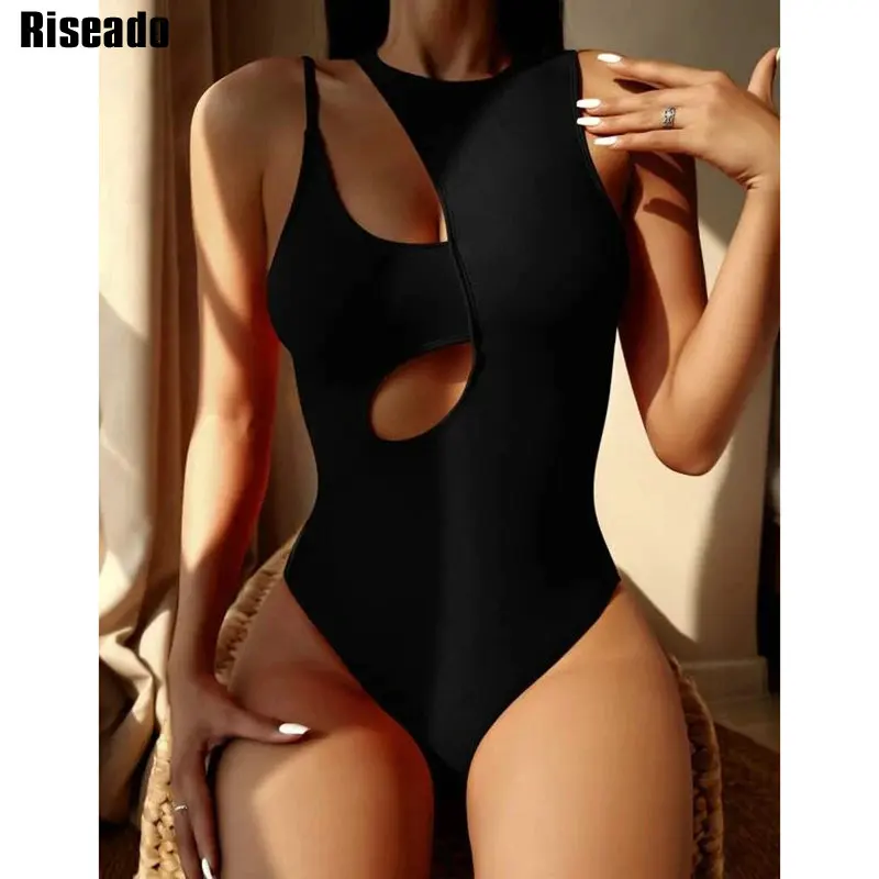 

Riseado Black One-piece Women Swimsuits Sexy Swimwear Women 2023 Cut Out Swimming Suit for Women Bathing Suits Summer Beach Wear