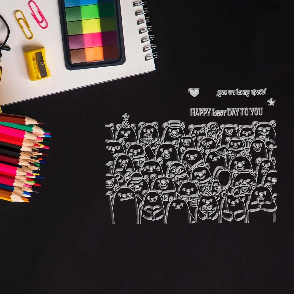 Милый медведь фон силиконовые прозрачные штампы для изготовления открыток на