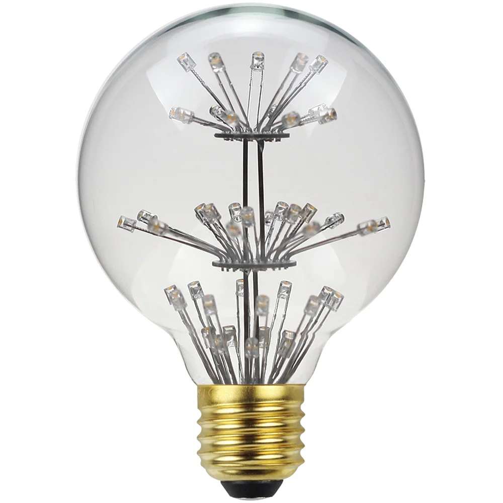 Фото TIANFAN G80 Starlight LED, 2 шт., 3 Вт (15 Вт, Eq), романтическое свечение 2200 К, основание E27, облачная нить, прозрачное стекло, 220 В №2