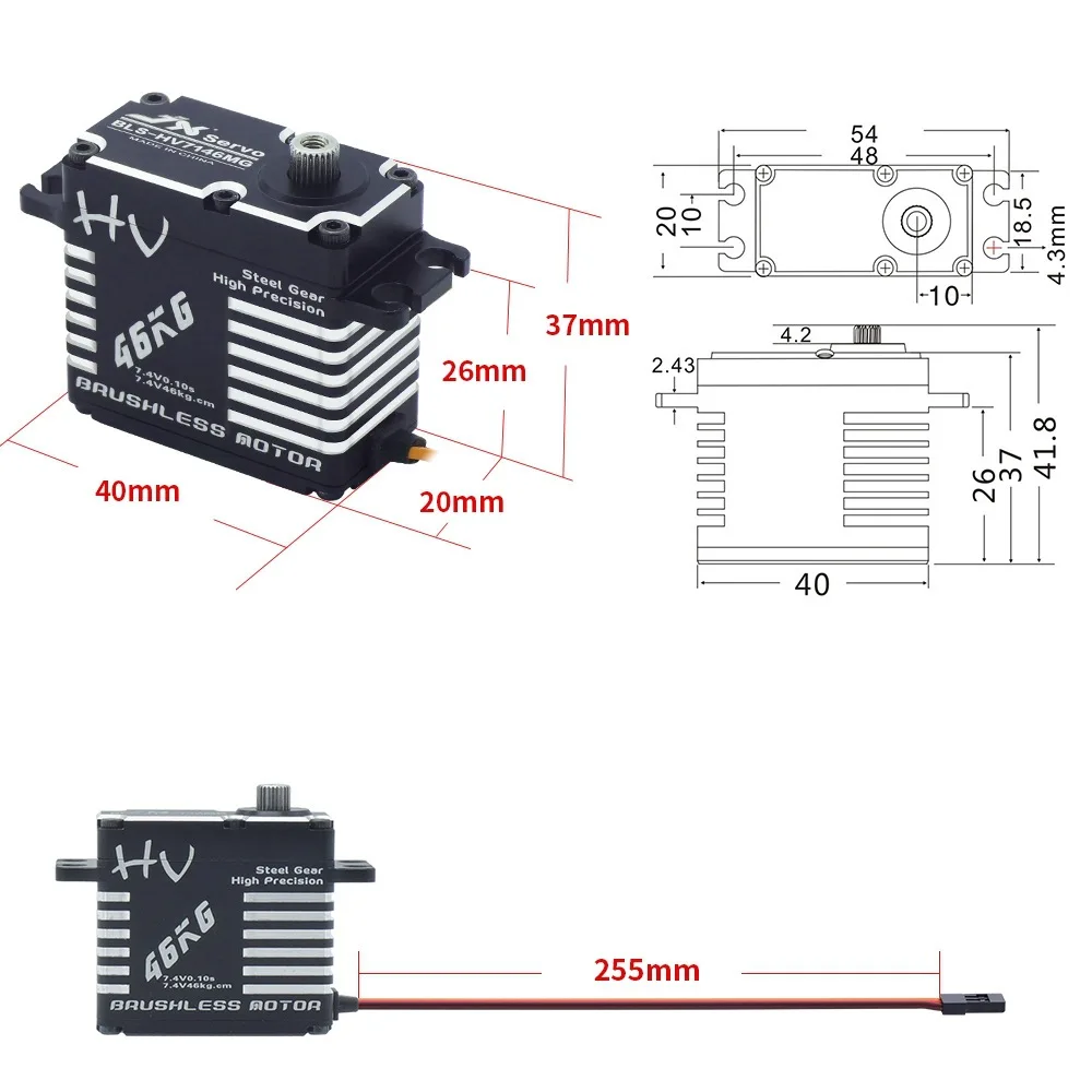 Фото Сервопривод JX BLS-HV7146MG Высоковольтный бесщеточный Ultimate Сервопривод 32,5 кг Металлический сервопривод с высоким крутящим моментом №2