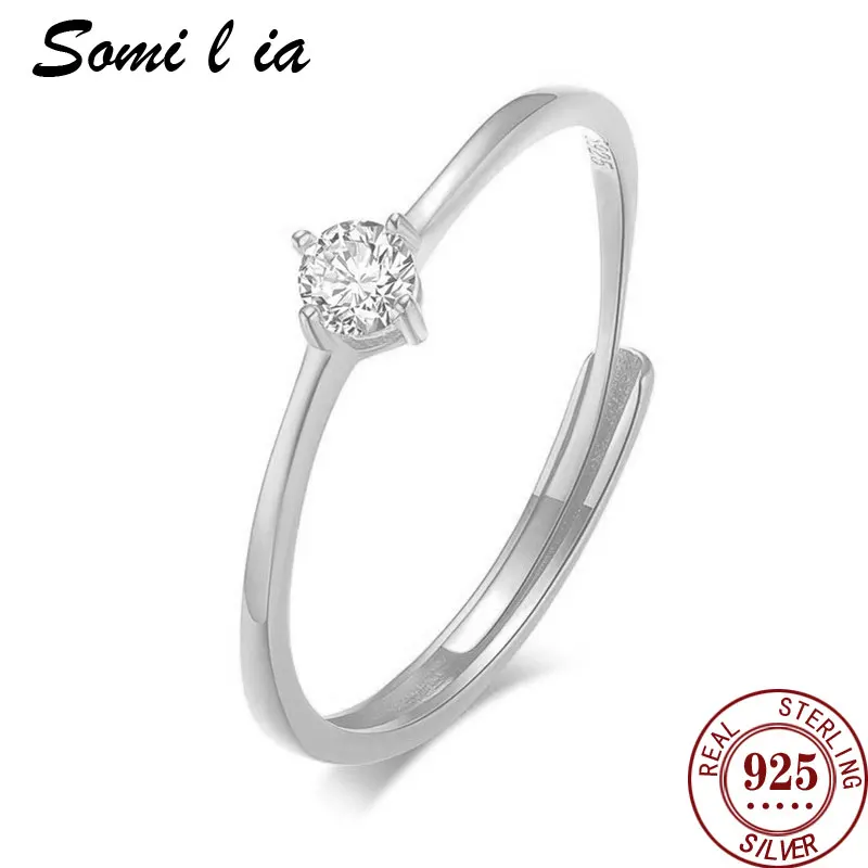 Купи SOMILIA Sterling Silver 925 Simple Minimalist Love Finger Rings For Women Wedding Engagement Statement Jewelry Gift за 151 рублей в магазине AliExpress