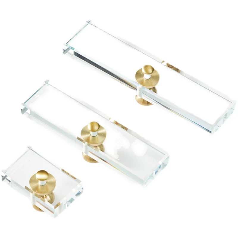Brass Glass Transparent Crystal Dresser Knbos and Pulls Kitchen Cabinet Door Knobs and Handles for Furniture Hardware