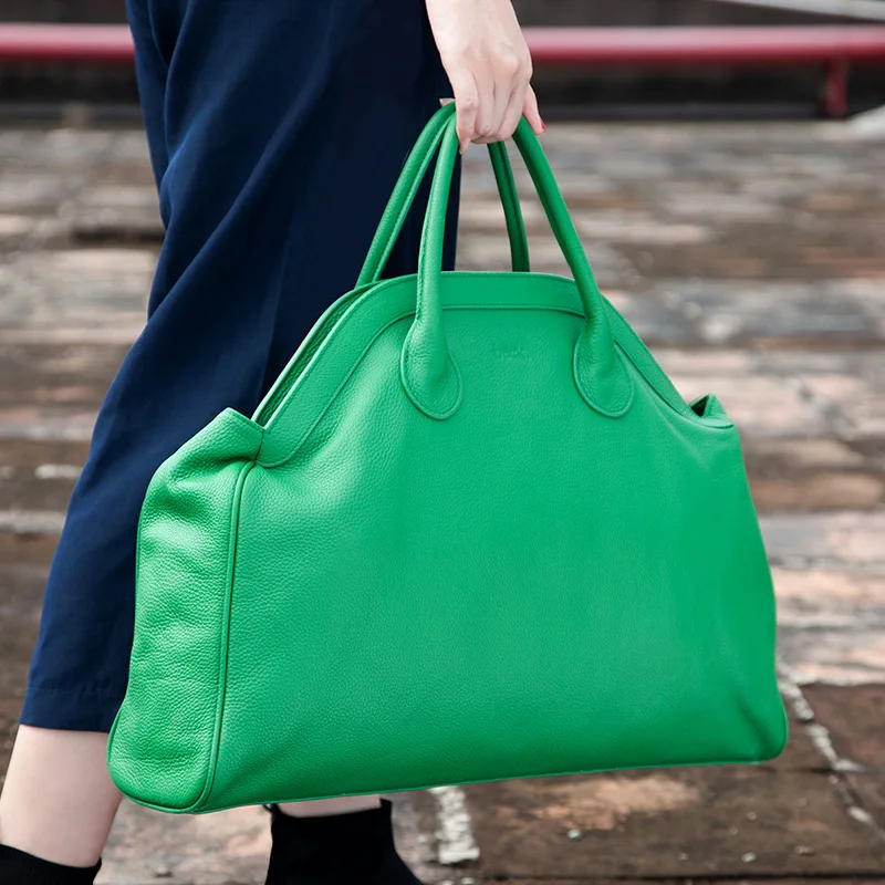 

2023 New Original Designer Leather Bag Women's Handbag 100% Natural Leather Green Shoulder Bag Luxury Fashion Large Handbag