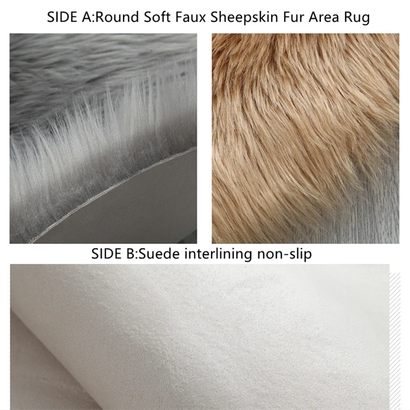 Круглый Пушистый Ковер Из искусственной овчины для спальни гостиной балкона