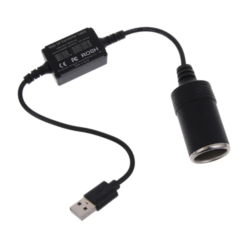 

USB Male to 12V Car Cigarette Socket Female USB 5V to 12V Adapter Dropship