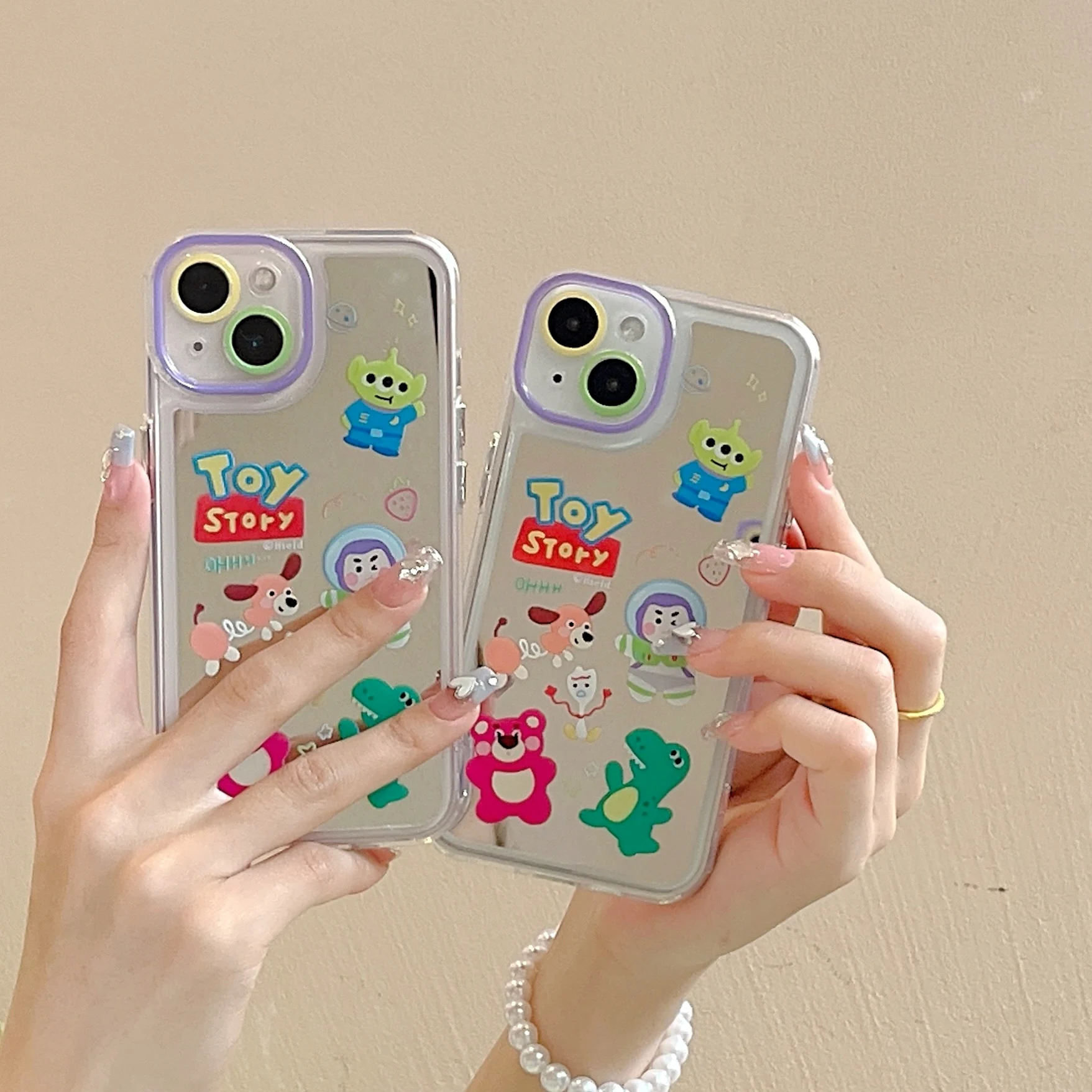 

Toy Story Buzz Lightyear Losto Alien With Vanity Mirror Phone Cases For iPhone 14 13 12 11 Pro Max XR X XS Plus 2023 Back Cover