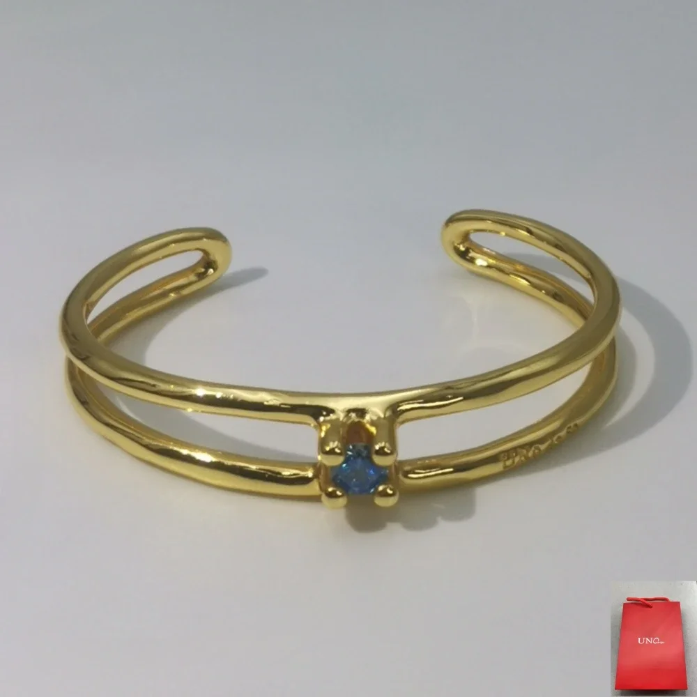 Роскошный 2024 новый испанский браслет UNOde ослепительный двухслойный с синими