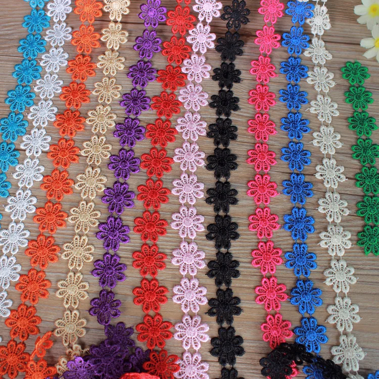 15 ярдов/партия Водорастворимая Вышивка разноцветная Цветочная нашивка 2 5 см