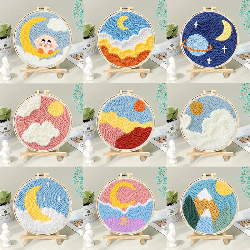 

Russia Poke Embroidery DIY Material Package Landscape Stamp Show Handmade Poke Home Decoration