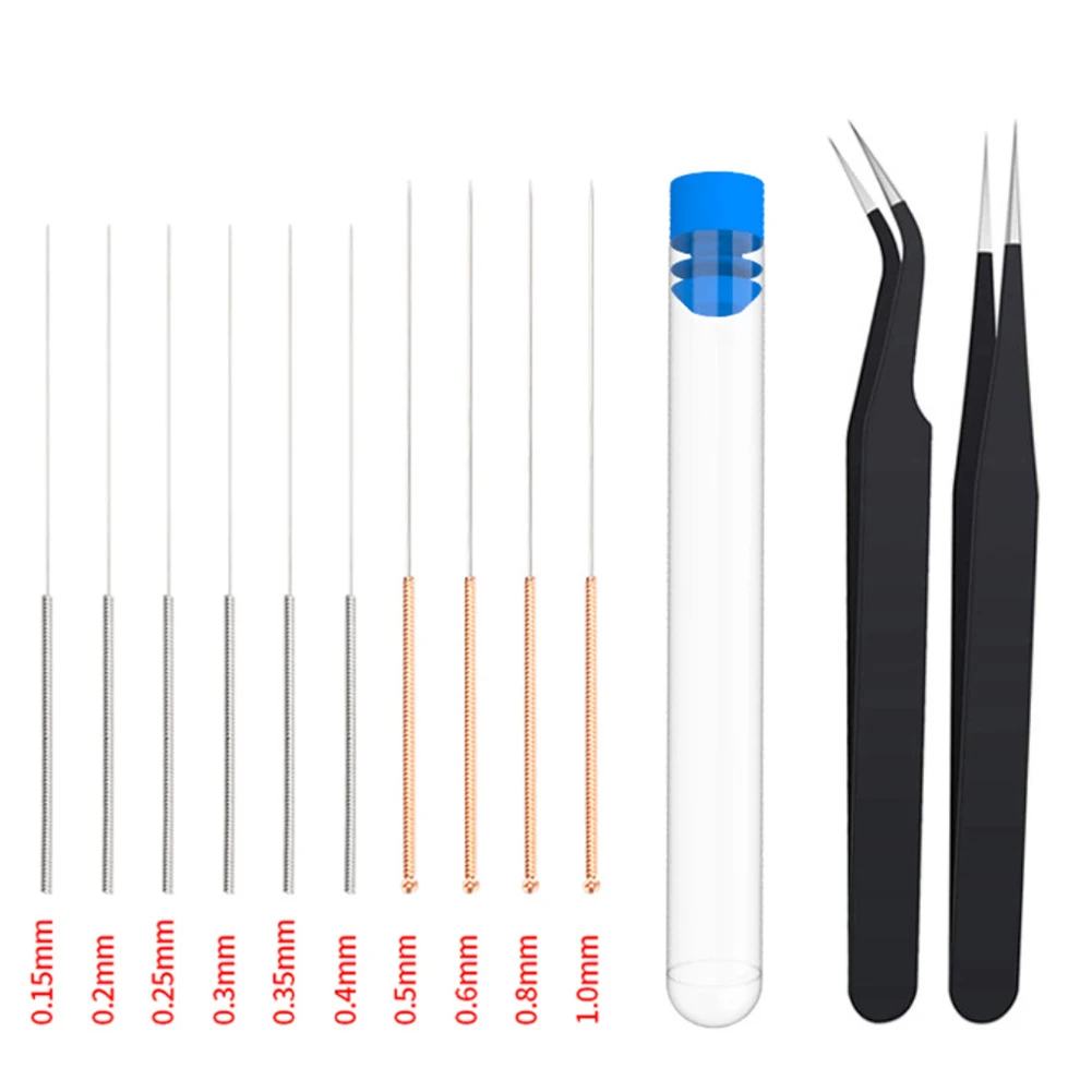 

3D Printer Nozzle Cleaning Kit with Brush 10 Pieces 0.4 mm Cleaning Needles 2 Types Sophisticated Tweezers