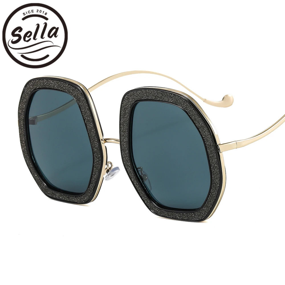 

Солнцезащитные очки Sella с градиентными затемненными линзами для мужчин и женщин, большие квадратные очки неправильной формы с розовыми и си...