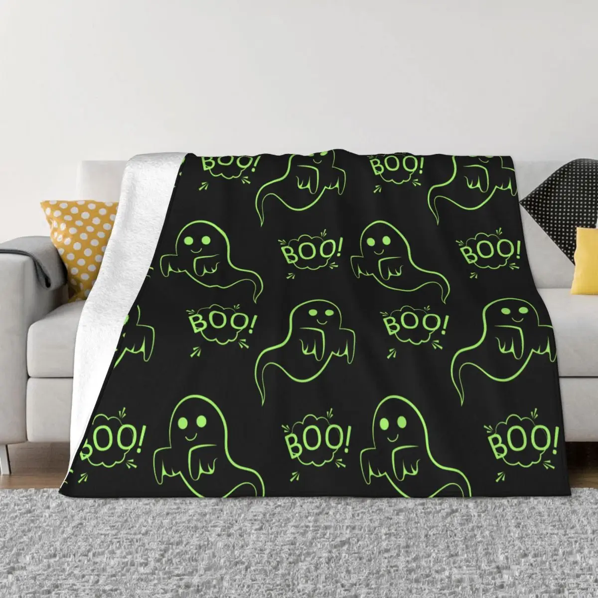 

Halloween Blanket Velvet Printed Funny Ghosts Multi-function Warm Throw Blanket for Bed Couch Bedspreads