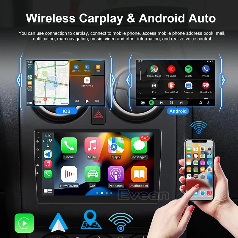 Evean 8G 128G Восьмиядерный Android14 Автомобильный Радио Беспроводной Carplay Android Auto 2 din Мультимедийный плеер 360 Панорамная камера Система (art.: 3920cbe92f26e) - 3920cbe92f26e