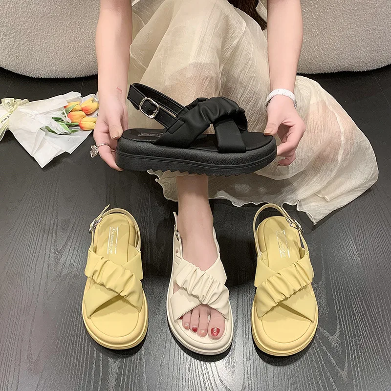 

2023 Summer New Sandals for Women Casual Outerwear Thick Soled Women Shoes Fashionable Beach Shoes for Women Zapatos Mujer