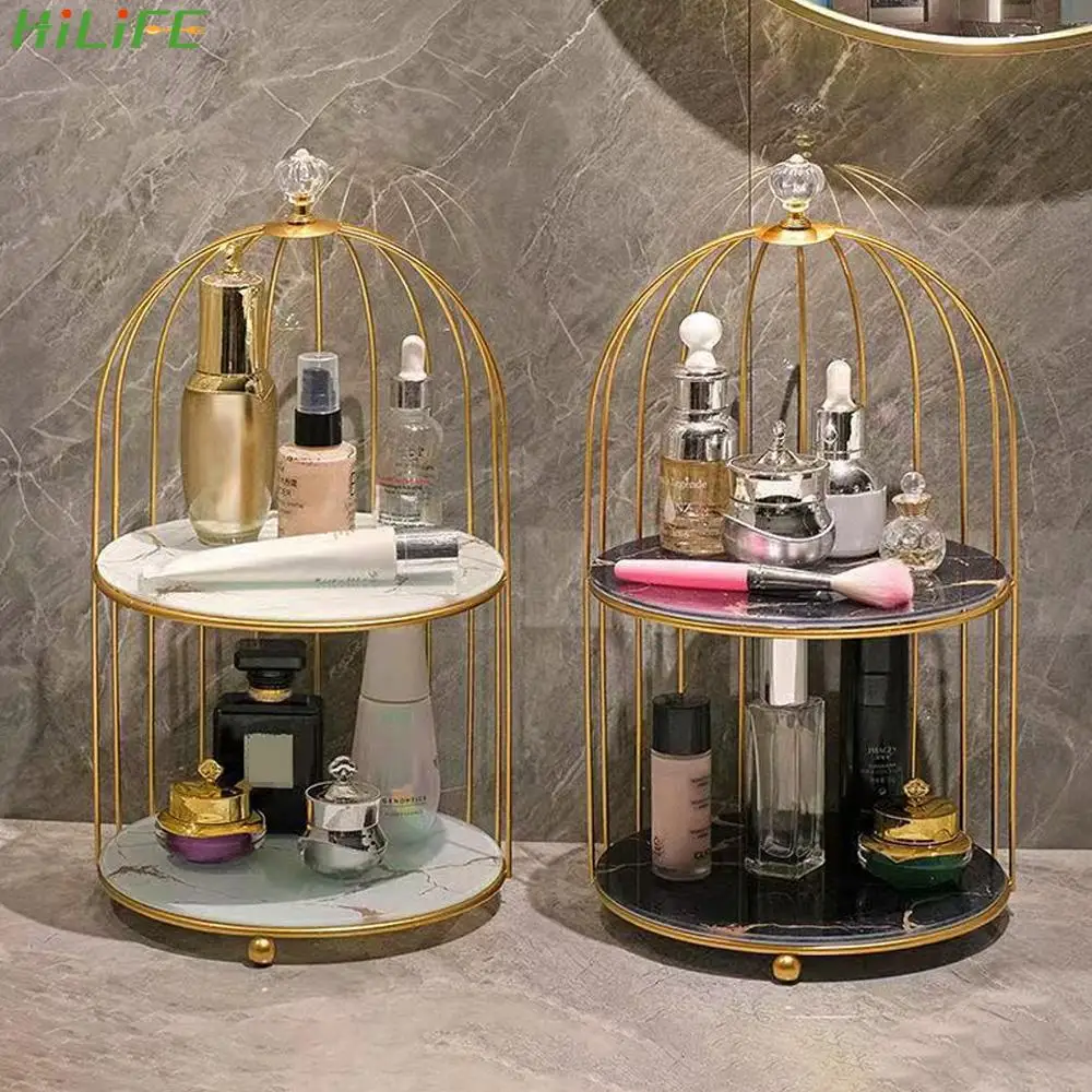 

NEW Nordic Style Storage Rack for Bedroom or Bathroom Light Luxury Bird Cage Rack Finishing Table Rack Skin Care Product