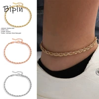 bipin twist rope chain for women accessories stainless steel barefoot sandals ankle chain