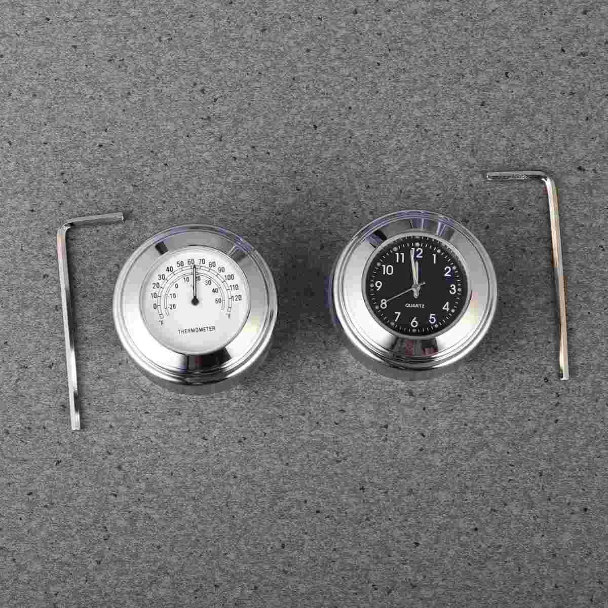 

2Pcs Aluminum Handlebar Motorcycle Luminous Watch General Vehicle Temperature Handlebar Meter