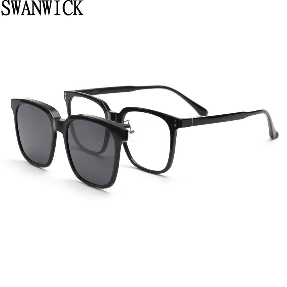 

Очки Swanwick поляризационные для мужчин и женщин, стильные солнцезащитные аксессуары в большой оправе, с клипсой, tr90, UV400, черные, желтые, на лет...