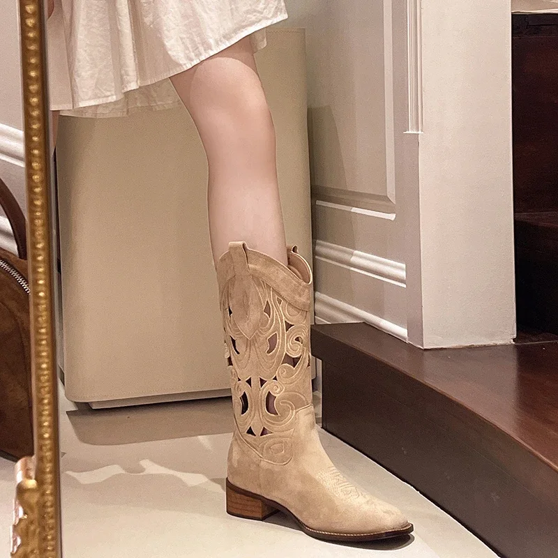 Женские Летние Ботинки Cordovan В Стиле Ретро Вестерн С Эстетическим Дизайном