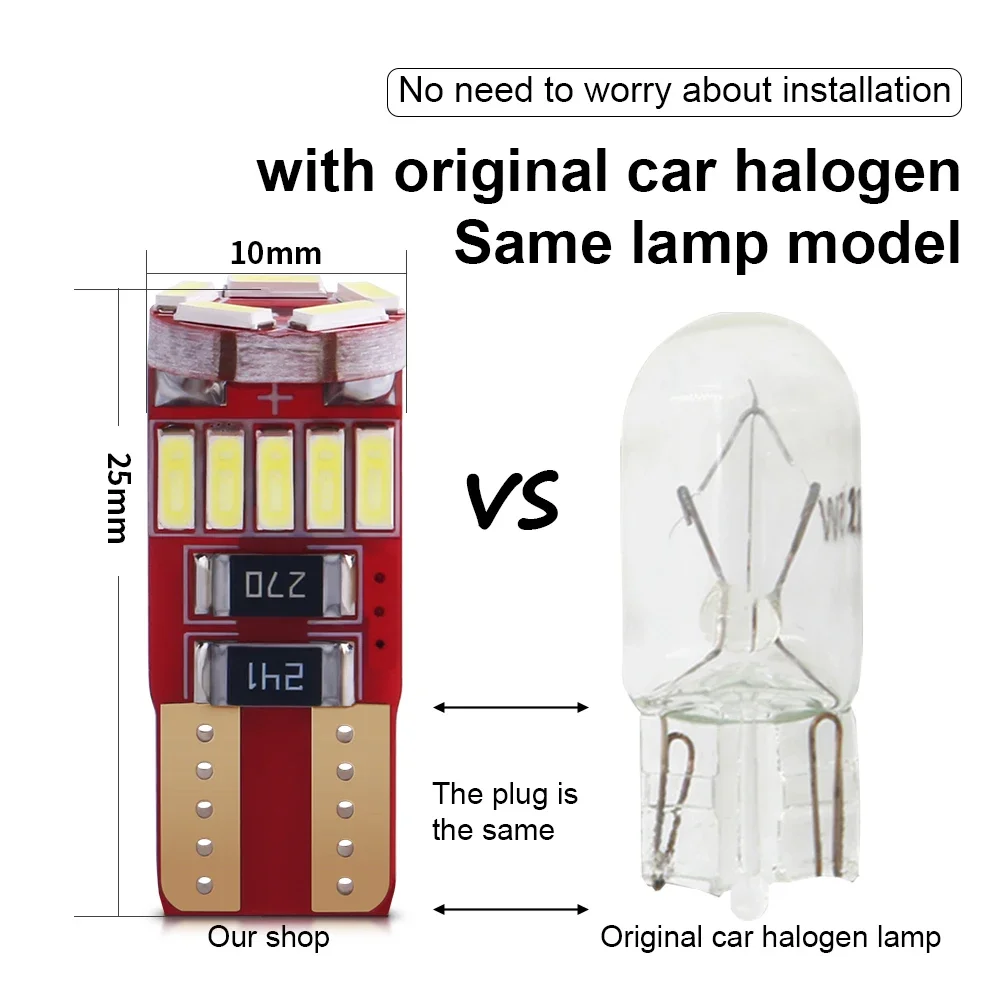 10x W5W T10 LED CANBUS No Error 5W5 168 12 В 800 лм Супер яркий салон автомобиля Боковой фонарь 194 4014