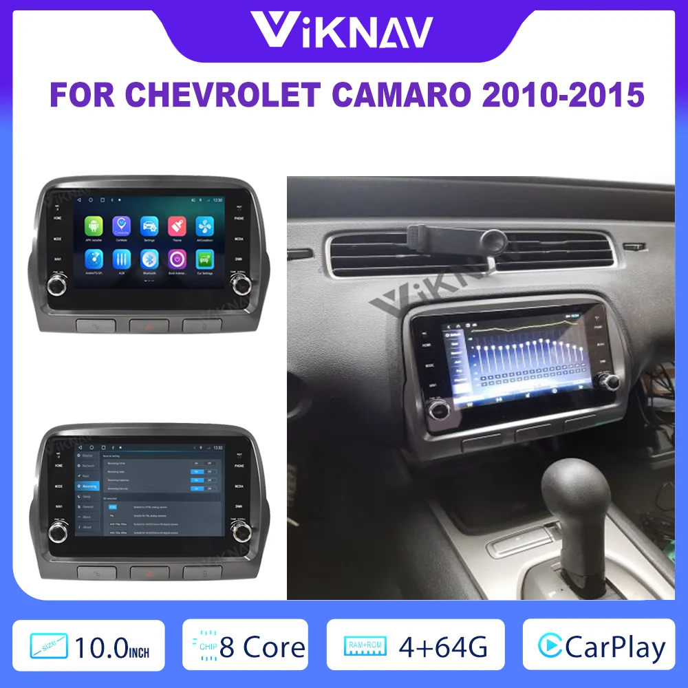 

4+64GB 10Inch Touch Screen PX8 Carplay Radio For Chevrolet Camaro 2010-2015 Navigation GPS Android System 360 View 4G WIFI