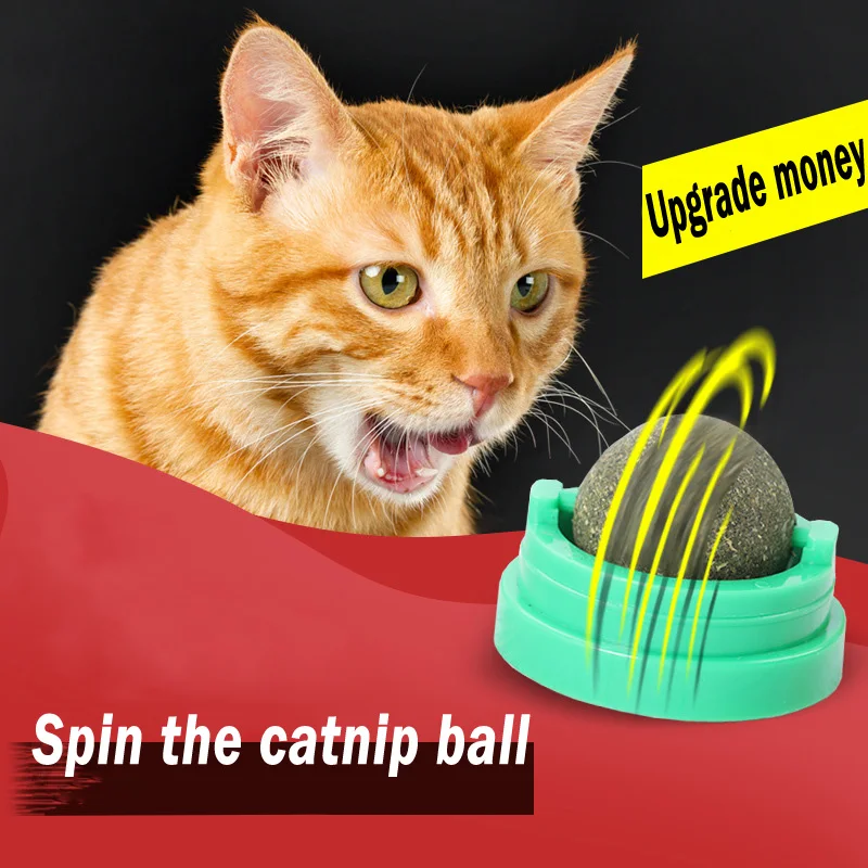 

Spin Cat Catnip Toys,Kitten Wall Sticker Ball Treats Safe Healthy Pet Chew Teeth Cleaning Dental Cat Grass Snack Toy Supplies