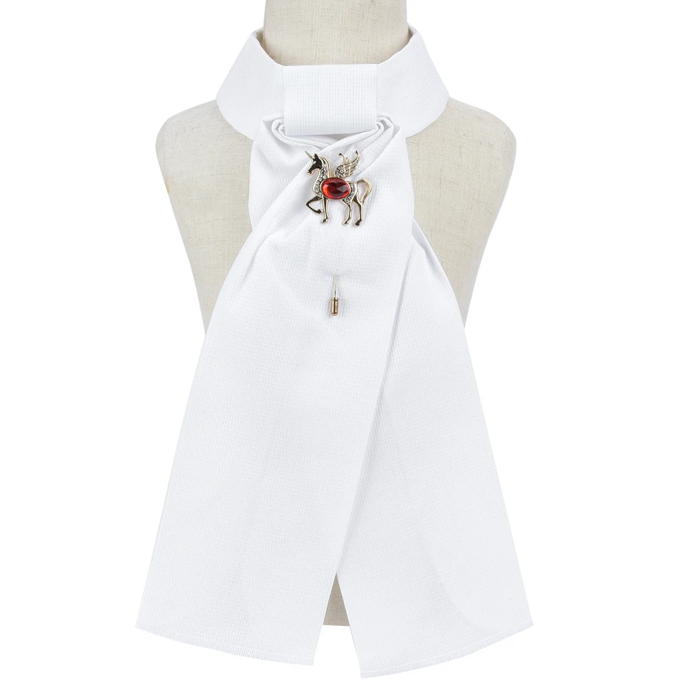 

3PCS Combed Cotton White Adults Children Horse Riding Collar Flower Necktie Brooch Equestrian AccessoryPearl Free Size
