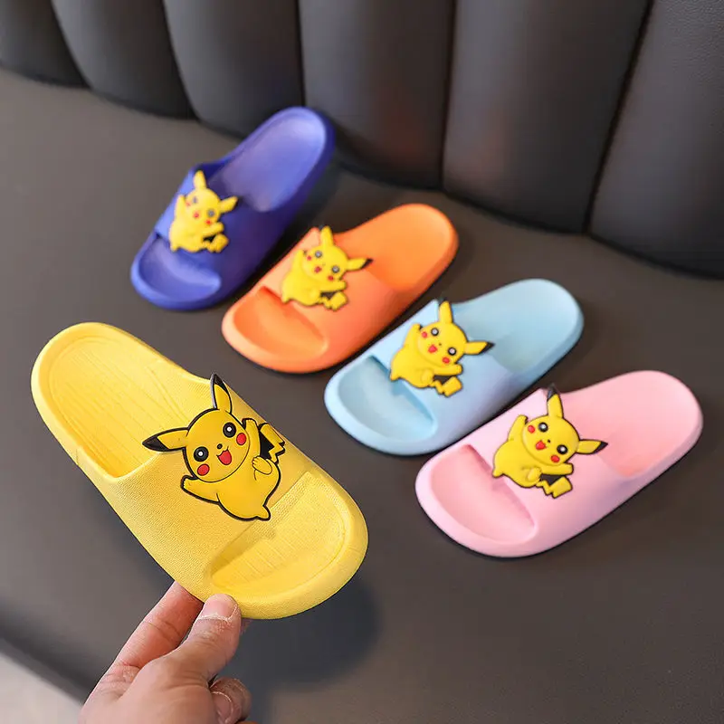 

Pokémon Kids Cartoon Slippers Open Toe Pikachu New Non-slip Indoor Bathroom Flip Flops Girls ToddlersOutside Summer Beach Sandal