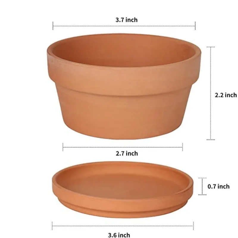 Глиняные Горшки с блюдце 3 7 дюйма лампочка 6 шт. в упаковке