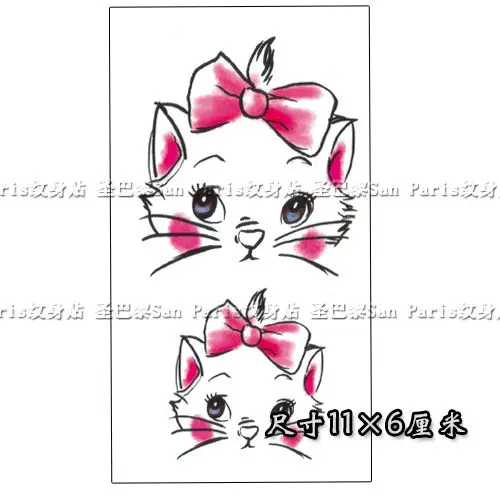 Мультяшные милые цветные тату-наклейки с котенком головой кошки водостойкие