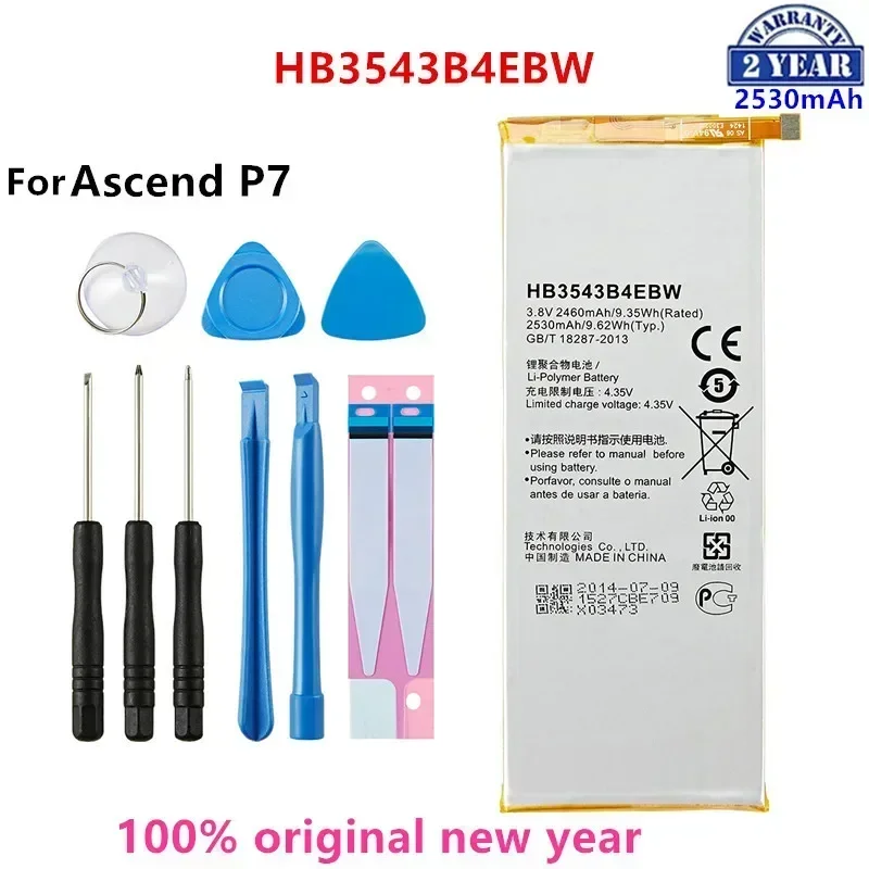 100% Оригинальный HB3543B4EBW 2530 мАч аккумулятор для Huawei Ascend P7 L07 L09 L00 L10 L05 L11 сменные